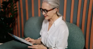 woman reading CV at a job interview