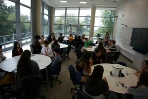 A classroom of students at the Aberystwyth University Faculty of Arts and Social Sciences Summer School