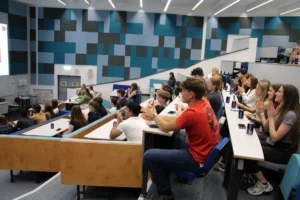 A lecture theatre of students 